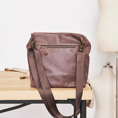 Cool Leather Mens Messenger Bag Square Brown Leather Courier Bags Postman Bags for Men - iwalletsmen