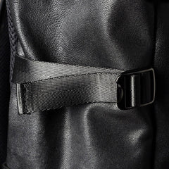 Genuine Leather Mens Cool Backpack Sling Bag Large Black Travel Bag Hiking Bag for men