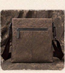 Casual Leather Brown Mens Vertical Side Bag Vertical Messenger Bag Shoulder Bags For Men - iwalletsmen