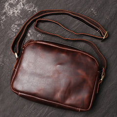 Vintage Small Brown Leather Men's Side Bag Black Courier Bag Messenger Bag For Men - iwalletsmen