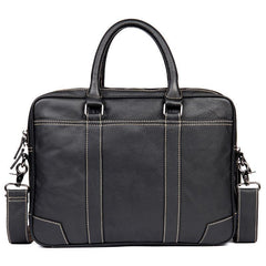 Black Leather Mens 15 inches Briefcase Laptop Side Bag Business Bags Work Bags for Men - iwalletsmen