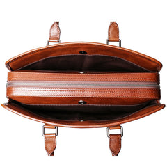 Vintage Brown Leather Men's 14‘’ Laptop Briefcase Professional Briefcase Handbag For Men - iwalletsmen