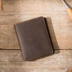 Coffee Cool Leather Mens Small Wallets Bifold Vintage Slim billfold Wallet for Men - iwalletsmen