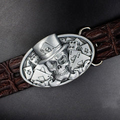 Handmade Genuine Leather Punk Rock Skull Mens Cool Men Biker Trucker Leather Belt