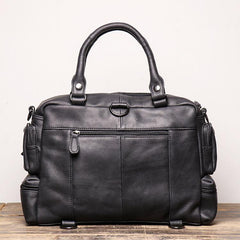 Black Leather Men 14 inches Briefcase Handbag Laptop Handbag Messenger Bag For Men - iwalletsmen