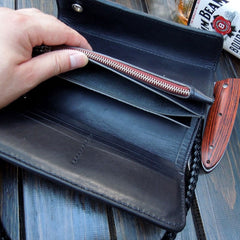 Handmade Leather Biker Wallet Mens Cool Chain Wallet Trucker Wallet with Chain