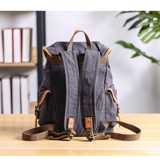 Cool Canvas Leather Mens Womens 13'' White Backpack Khaki Travel Backpack College Backpack  for Men - iwalletsmen
