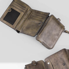 Handmade Leather Mens Chain Biker Wallet Cool Leather Wallet Trifold billfold Wallets - iwalletsmen