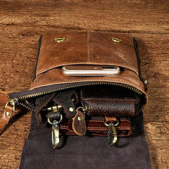 Mens Leather Small Side Bags COURIER BAG Waist Pouch Holster Belt Case Belt Pouch for Men - iwalletsmen