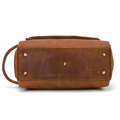 Brown Leather Men's Clutch Bag Double Zipped Dark Brown Wristlet Handbag Storage Bag For Men - iwalletsmen