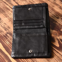 Handmade Mens Cool billfold Leather Wallet Men Small Slim Wallets Bifold for Men