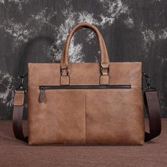 Brown Leather Men 13 inches Vintage Briefcase Handbag Gray Brown Laptop Handbag Side Bag For Men - iwalletsmen