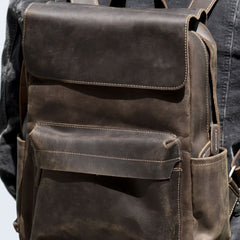 Genuine Leather Mens Cool Backpack Sling Bag Large Travel Bag Hiking Bag for men