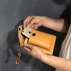 Cool Tan LEATHER MEN'S Small Messenger Bag Waist BAG Belt pouch Green Belt Bag FOR MEN - iwalletsmen