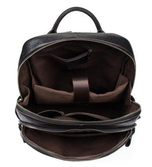 Cool Black Mens Leather 14-inch Computer Backpacks Travel Backpack School Backpacks for men - iwalletsmen