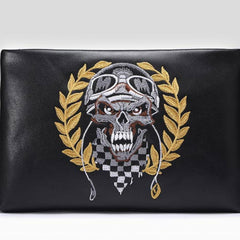 Handmade Leather Mens Clutch Cool Slim Wallet Zipper Clutch Wristlet Wallet for Men - iwalletsmen