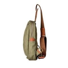 Army Green Canvas Sling Backpack Men's Sling Bag Blue Chest Bag Canvas One shoulder Backpack For Men - iwalletsmen