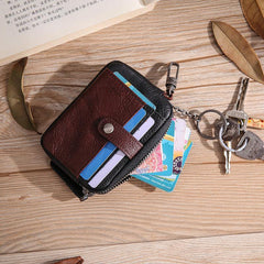 Leather Mens Card Wallets Cool Small Zipper Card Wallet Key Wallet with Belt Clip For Men - iwalletsmen