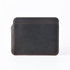 Vintage Brown Leather Men's Front Pocket Wallet Black Slim Card billfold Wallet Small Wallet For Men - iwalletsmen