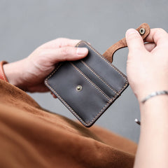 Vintage Brown Slim Leather Mens Card Wallets Small Card Holder Front Pocket Wallet For Men - iwalletsmen