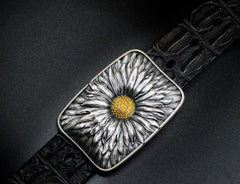 Handmade Genuine Leather Punk Rock Sunflower Mens Cool Men Biker Trucker Leather Belt