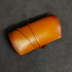 Handmade Vintage LEATHER MEN'S Womens Sunglasses Box Case Yellow Brown Glasses Holder For Men - iwalletsmen
