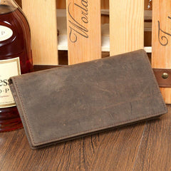 Light Brown Vintage Mens long Wallet Dark Brown Clutch Wallet Long Wallets for Men - iwalletsmen