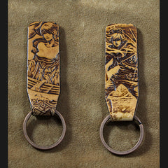 Handmade Leather Tooled League of Legends LOL KeyChain Key Ring Mens Cool Car Key Wallet Wallet Car for Men
