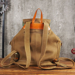 Tan Cool Mens Leather Backpack Travel Backpack Leather Hiking Backpack for Men - iwalletsmen