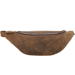black small fanny pack for travel​ Brown Cool Leather Mens Fanny Pack Hip Pack Bum Pack Waist Pack Bag For Men