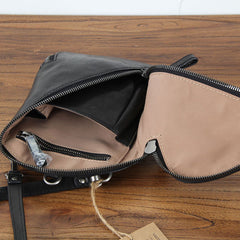 Handmade Genuine Leather Mens Cool Chest Bag Sling Bag Crossbody Bag Travel Bag Hiking Bag for men