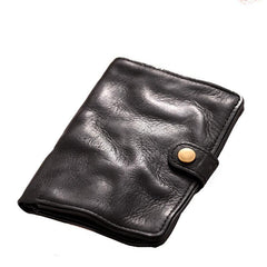 Cool Black Leather Mens Small billfold Wallet Brown Front Pocket Bifold billfold Wallet For Men - iwalletsmen
