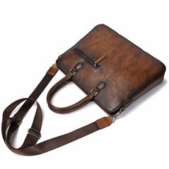 Vintage Leather Men's Briefcase 14inch Laptop Bag Handbag Work Bag For Men - iwalletsmen
