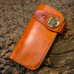 Handmade Long Wallet Mens Cool Leather Chain Wallet Biker Trucker Wallet with Chain