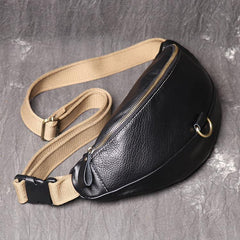 Top Leather Fanny Pack Men's Black Chest Bag Hip Bag Black Best Waist Bag For Men 2020 - iwalletsmen