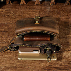 Vintage Mens Leather Side Bag Belt Pouch Holster Belt Case Waist Pouch for Men - iwalletsmen