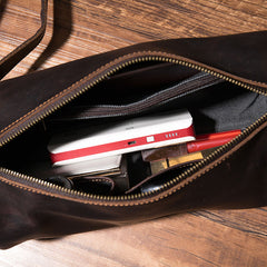 Cool Leather Mens Barrel Side Bag Bucket Shoulder Bag Messenger Bag for Men - iwalletsmen