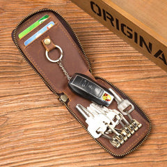 Brown Leather Mens Small Car Key Wallet Key Holders Car Key Holder For Men - iwalletsmen
