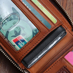 Handmade Mens Cool billfold Leather Wallet Men Small Wallets Bifold for Men
