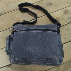 Canvas Black Mens 10 inches Small Postman Bag Messenger Bag Green Canvas Courier Bags For Men - iwalletsmen