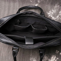 Black Leather Mens 15 inches Large Laptop Work Bag Handbag Briefcase Shoulder Bags Business Bags For Men - iwalletsmen