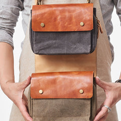 Canvas Leather Mens Belt Pouch Waist Bag Fanny Pack Small Side Bag for Men - iwalletsmen