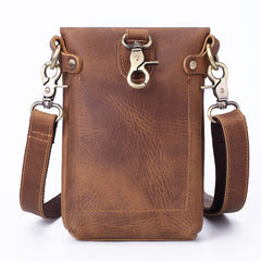 Vintage Brown Leather Men's Belt Pouch Cell Phone Holster Belt Bag Mini Side Bag For Men - iwalletsmen