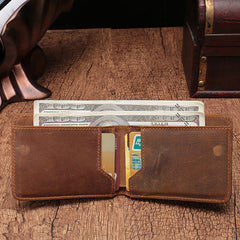 Simple Vintage Mens Leather Small Wallet Bifold billfold Wallet for Men - iwalletsmen