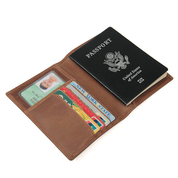 Slim RFID Men's Leather Bifold Passport Wallet Travel Wallet Ticket Wallet For Men - iwalletsmen