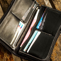 Handmade Leather Prajna Ghost Mens Chain Biker Wallet Cool Leather Wallet With Chain Wallets for Men