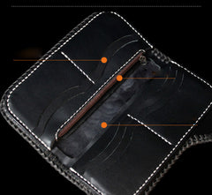 Handmade Leather Monster Mens Chain Biker Wallet Cool Leather Wallet Long Phone Wallets for Men - iwalletsmen