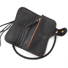 Handmade Leather Biker Wallet Mens Cool Chain Wallet Trucker Wallet with Chain