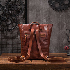 Black Brown Cool Mens Leather Backpack Travel Backpacks Leather Hiking Backpack for Men - iwalletsmen