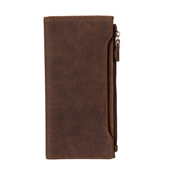 Brown Cool Mens long Wallet Wristlet Bag Clutch Bag Bifold Long Wallet Hand Bags for Men - iwalletsmen